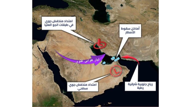 «الأرصاد»:-تعرض-الدولة-لمنخفض-جوي-مصحوب-بكتلة-هوائية-باردة-اعتبارا-من-الغد-وحتى-السبت-المقبل