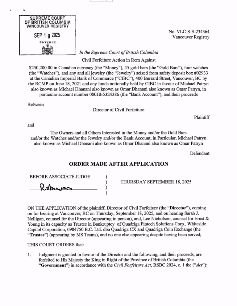 مقاطعة-كندية-تفوز-بمصادرة-أموال-وذهب-أحد-مؤسسي-quadrigacx-بقيمة-مليون-دولار-أمريكي-عبر-الحكم-الافتراضي