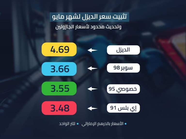 تثبيت-سعر-الديزل-في-الدولة-لشهر-مايو-وتحديث-محدود-لأسعار-الجازولين