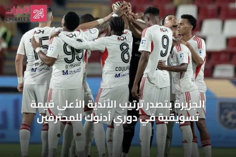 الجزيرة يتصدر ترتيب الأندية الأعلى قيمة تسويقية في دوري أدنوك للمحترفين