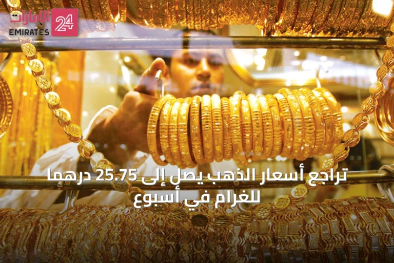تراجع أسعار الذهب يصل إلى 25.75 درهماً للغرام في أسبوع