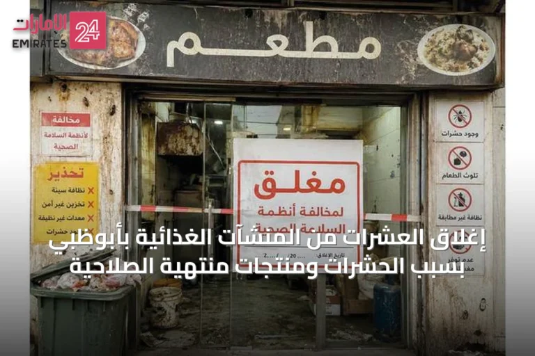 إغلاق العشرات من المنشآت الغذائية بأبوظبي بسبب الحشرات ومنتجات منتهية الصلاحية