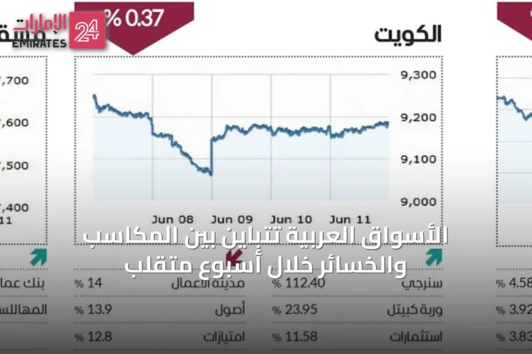 الأسواق العربية تتباين بين المكاسب والخسائر خلال أسبوع متقلب