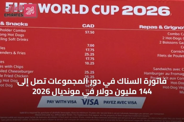فاتورة السناك في دور المجموعات تصل إلى 144 مليون دولار في مونديال 2026