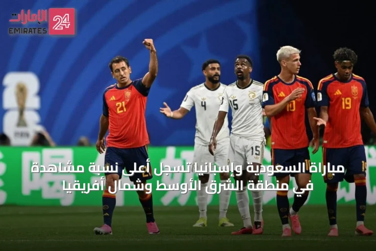 مباراة السعودية وإسبانيا تسجل أعلى نسبة مشاهدة في منطقة الشرق الأوسط وشمال أفريقيا
