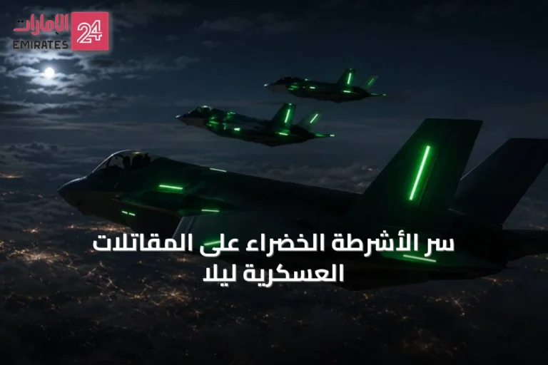 سر الأشرطة الخضراء على المقاتلات العسكرية ليلاً