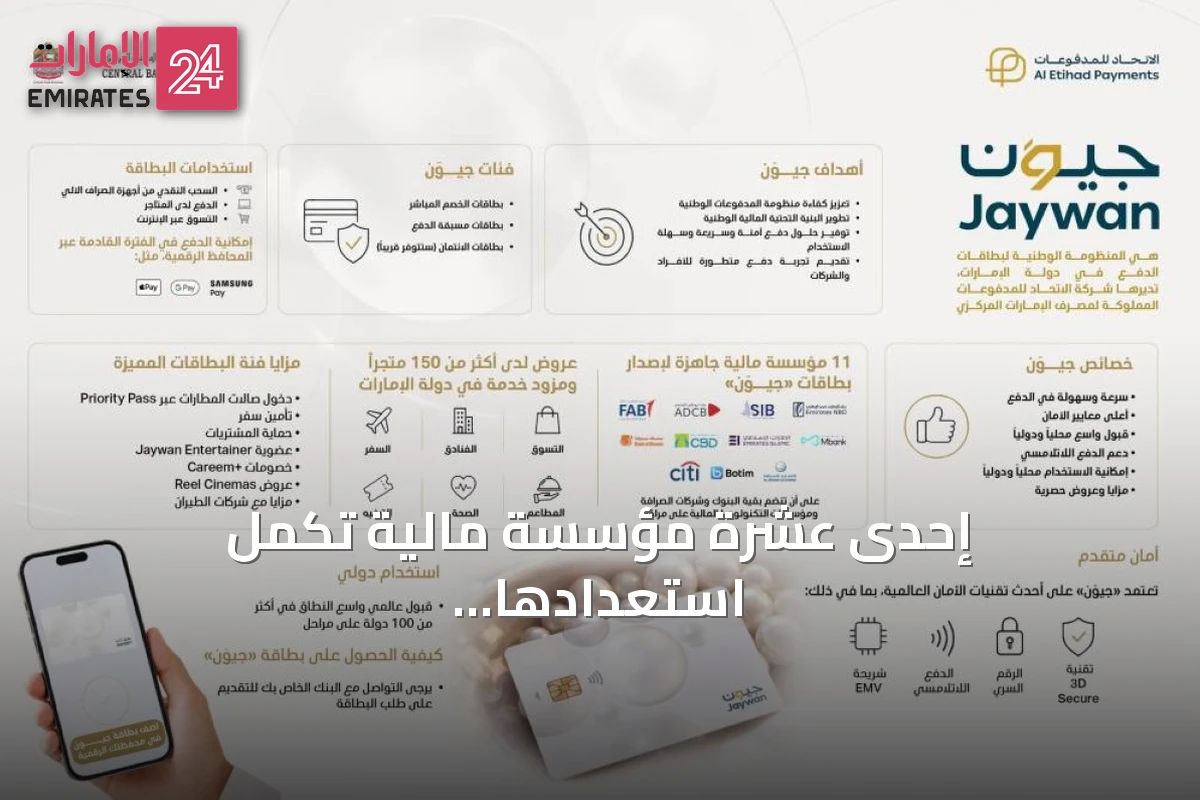 إحدى عشرة مؤسسة مالية تكمل استعدادها لإطلاق بطاقات «جيوَن» الوطنية