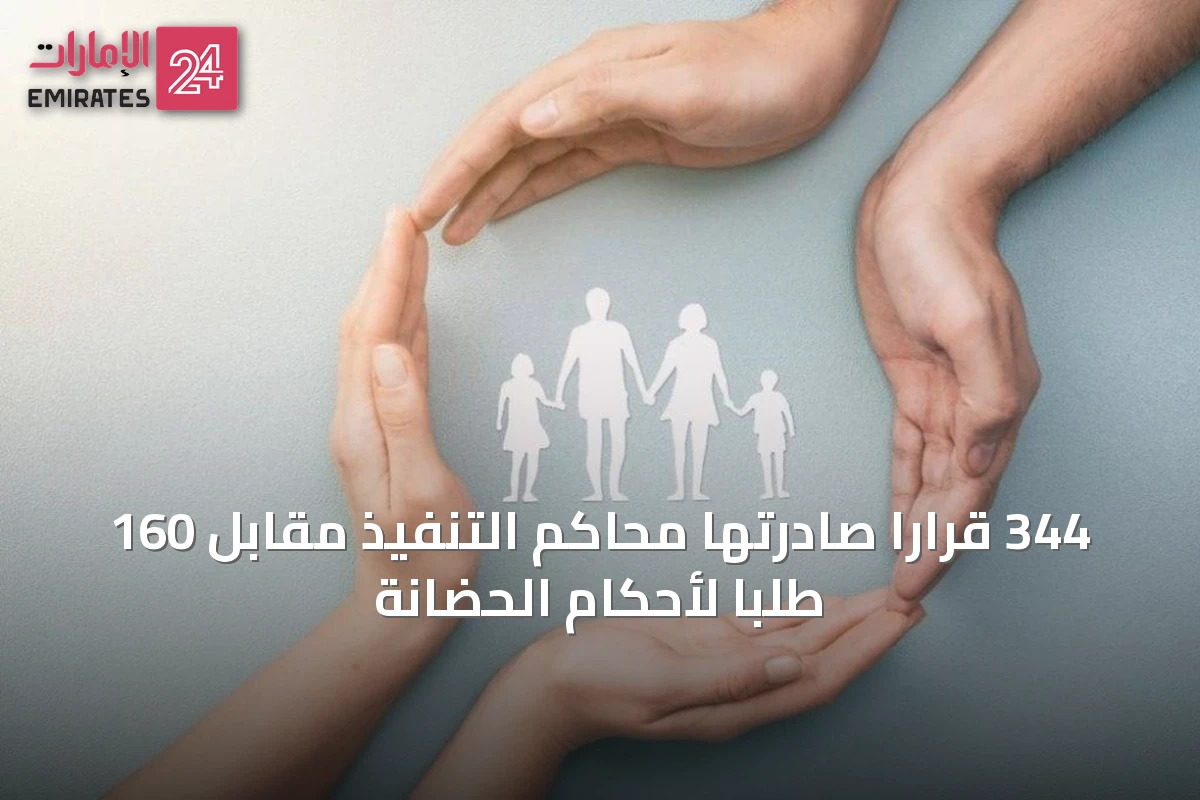 344 قرارًا صادرتها محاكم التنفيذ مقابل 160 طلبًا لأحكام الحضانة