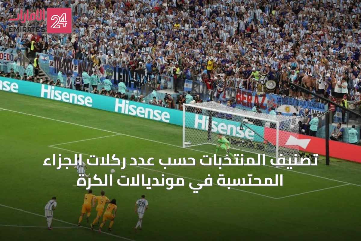 تصنيف المنتخبات حسب عدد ركلات الجزاء المحتسبة في مونديالات الكرة