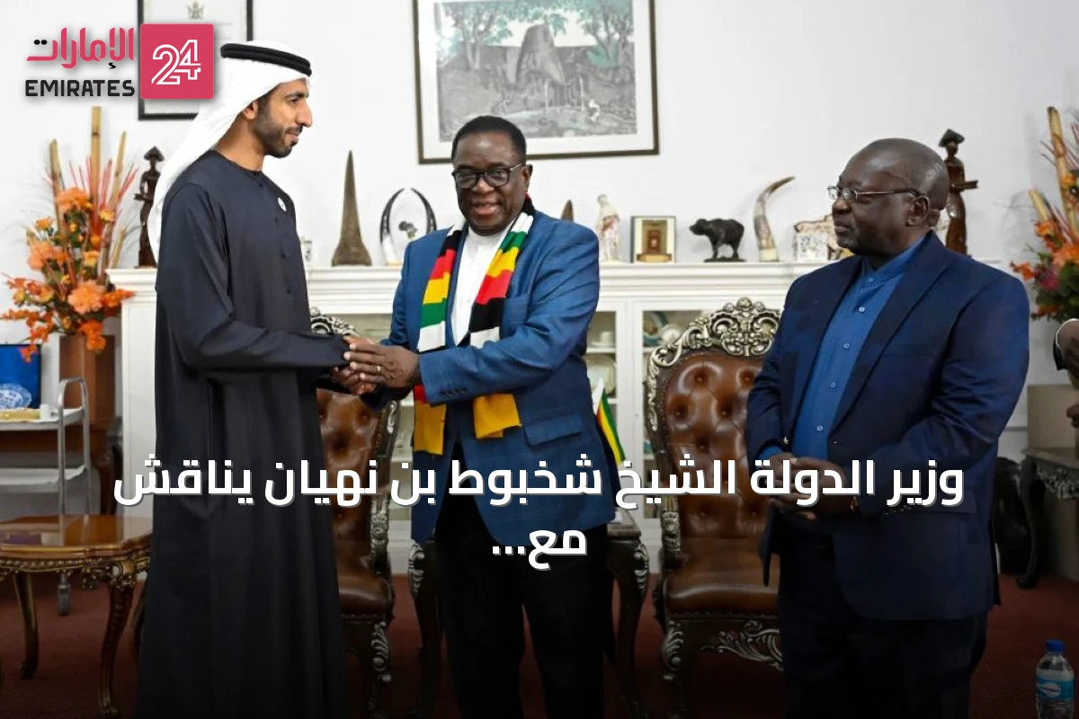 وزير الدولة الشيخ شخبوط بن نهيان يناقش مع رئيس زيمبابوي سبل تطوير العلاقات المشتركة