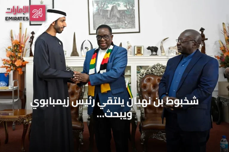 شخبوط بن نهيان يلتقي رئيس زيمبابوي ويبحث تعزيز العلاقات الثنائية