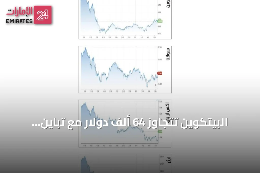 البيتكوين تتجاوز 64 ألف دولار مع تباين أداء العملات المشفرة