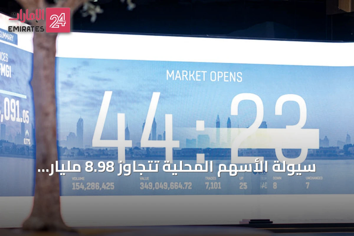 سيولة الأسهم المحلية تتجاوز 8.98 مليار درهم خلال الأسبوع