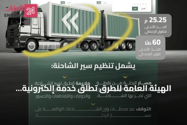 الهيئة العامة للطرق تطلق خدمة إلكترونية لتصاريح نقل الشاحنات ذات المقطورات المزدوجة