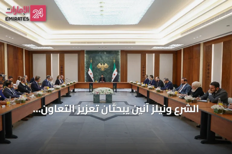 الشرع ونيلز آنين يبحثان تعزيز التعاون الاقتصادي وإعادة إعمار سوريا