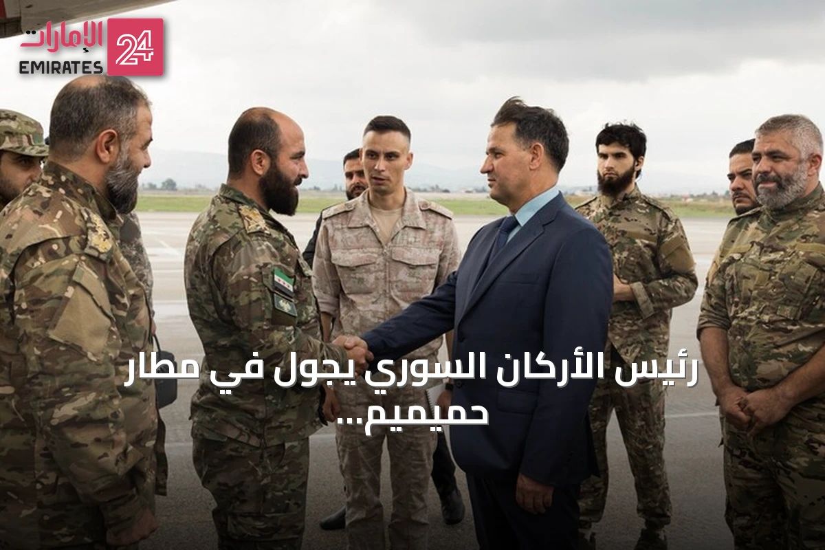 رئيس الأركان السوري يجول في مطار حميميم ويلتقي قادة الجيش الروسي