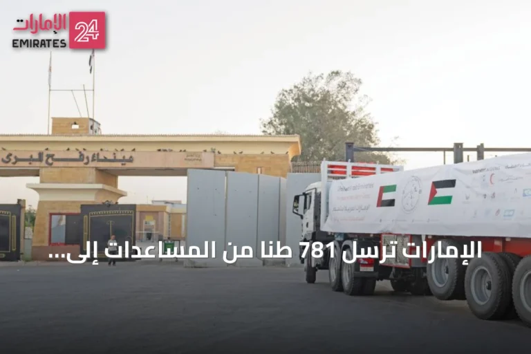 الإمارات ترسل 781 طناً من المساعدات إلى غزة عبر عملية الفارس الشهم 3