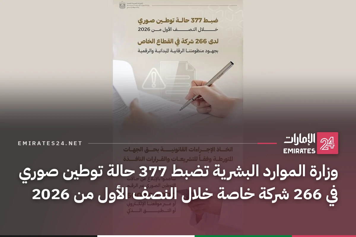 وزارة الموارد البشرية تضبط 377 حالة توطين صوري في 266 شركة خاصة خلال النصف الأول من 2026