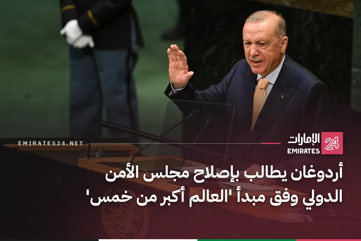 أردوغان يطالب بإصلاح مجلس الأمن الدولي وفق مبدأ 'العالم أكبر من خمس'