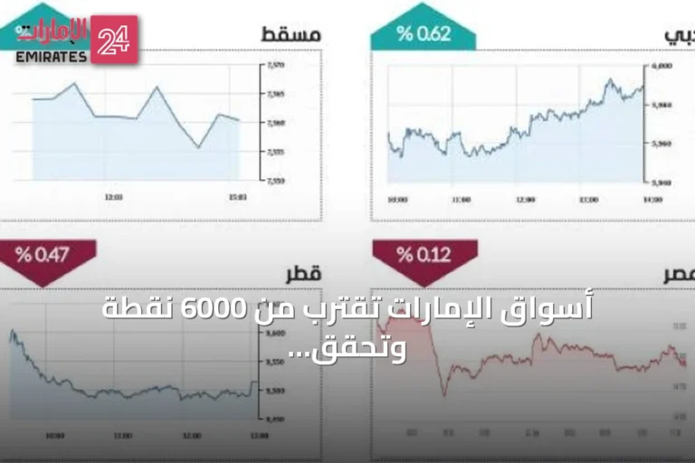 أسواق الإمارات تقترب من 6000 نقطة وتحقق مكاسب تتجاوز 8.2 مليار درهم