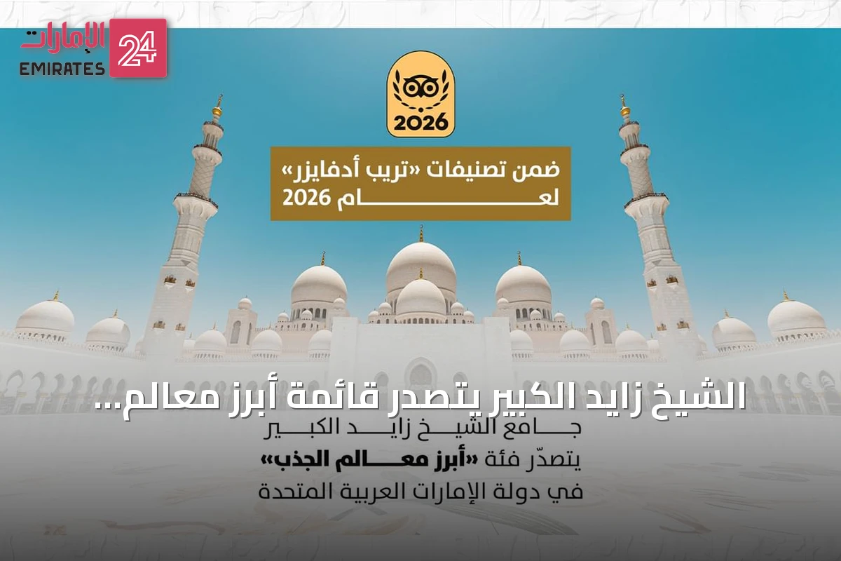 الشيخ زايد الكبير يتصدر قائمة أبرز معالم الجذب في الإمارات لعام 2026