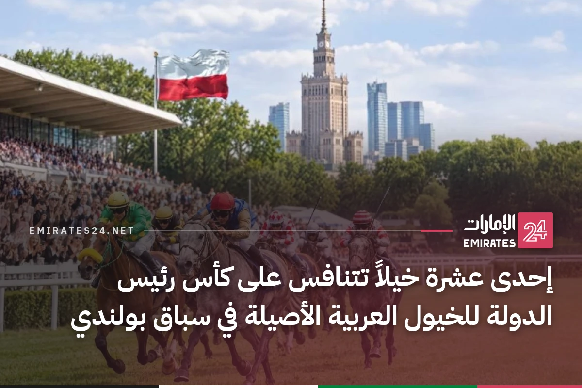 إحدى عشرة خيلاً تتنافس على كأس رئيس الدولة للخيول العربية الأصيلة في سباق بولندي