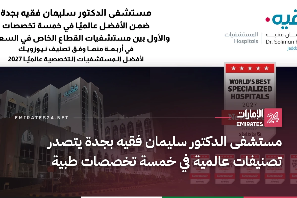 مستشفى الدكتور سليمان فقيه بجدة يتصدر تصنيفات عالمية في خمسة تخصصات طبية
