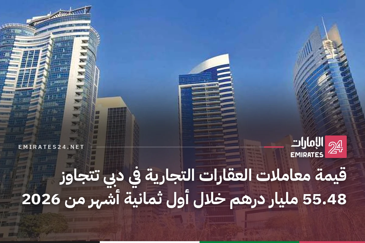 قيمة معاملات العقارات التجارية في دبي تتجاوز 55.48 مليار درهم خلال أول ثمانية أشهر من 2026