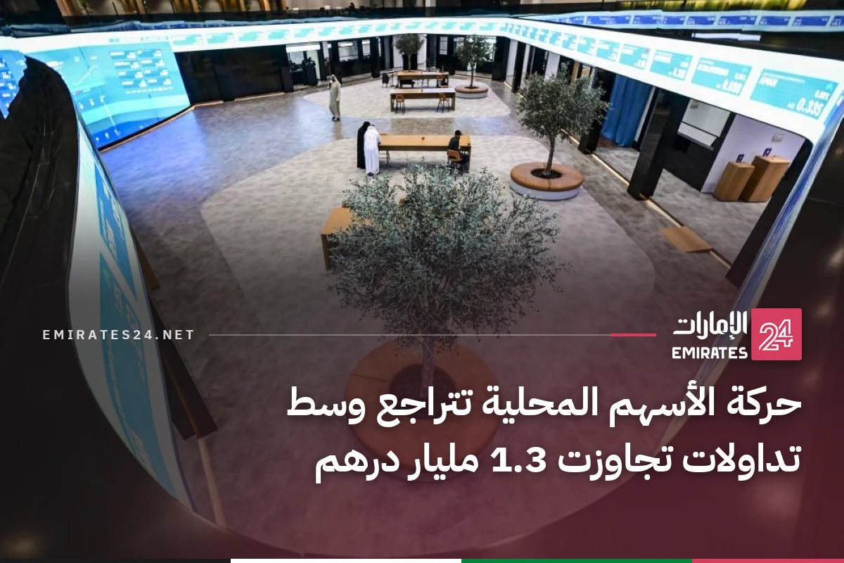 حركة الأسهم المحلية تتراجع وسط تداولات تجاوزت 1.3 مليار درهم
