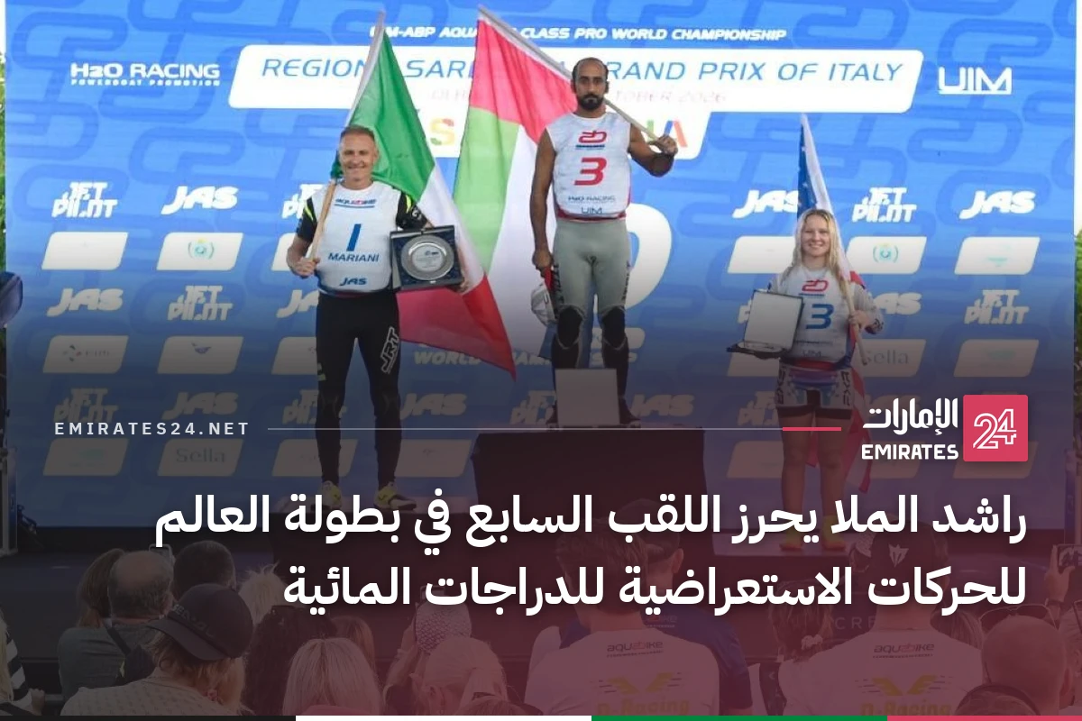 راشد الملا يحرز اللقب السابع في بطولة العالم للحركات الاستعراضية للدراجات المائية
