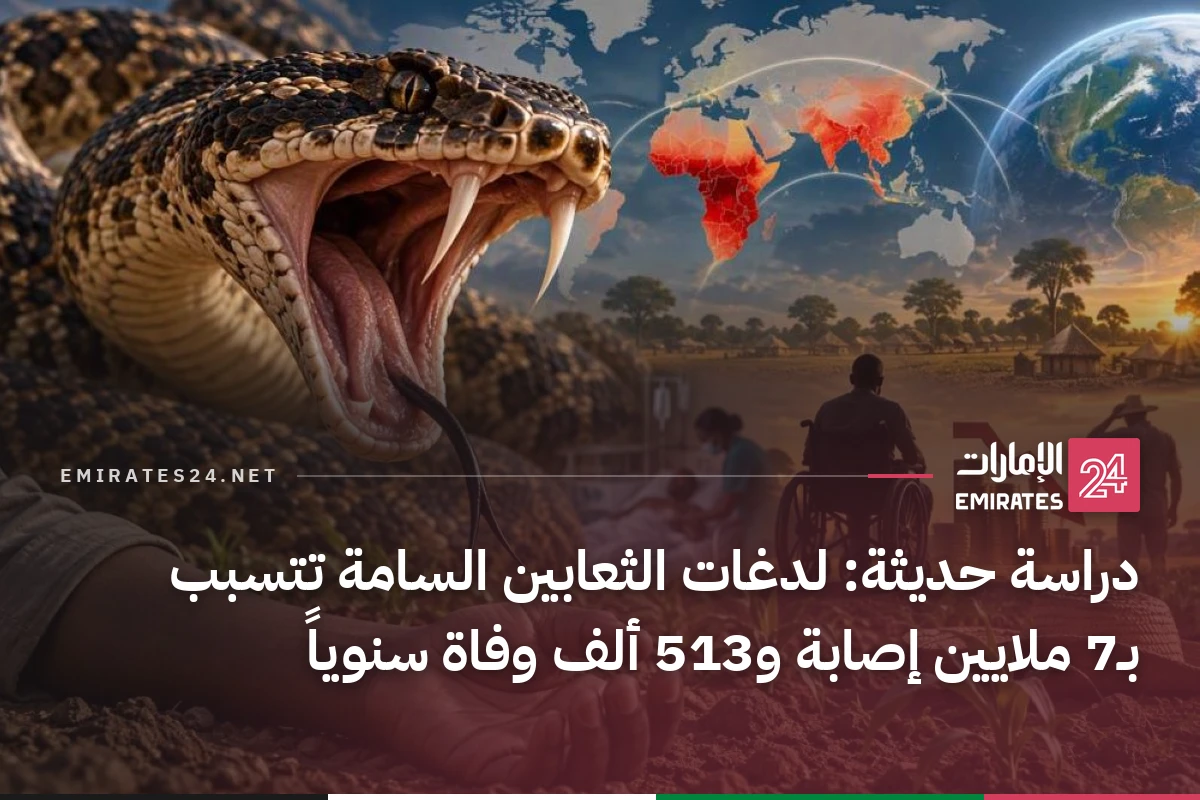 دراسة حديثة: لدغات الثعابين السامة تتسبب بـ7 ملايين إصابة و513 ألف وفاة سنوياً