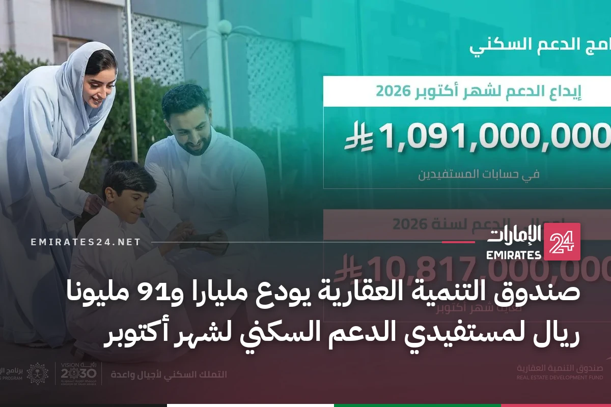 صندوق التنمية العقارية يودع مليارا و91 مليونا ريال لمستفيدي الدعم السكني لشهر أكتوبر