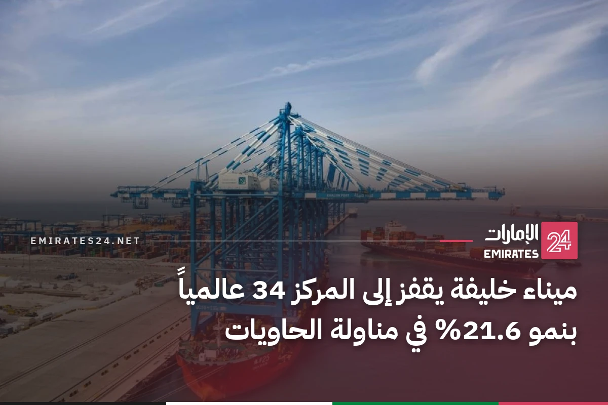 ميناء خليفة يقفز إلى المركز 34 عالمياً بنمو 21.6% في مناولة الحاويات