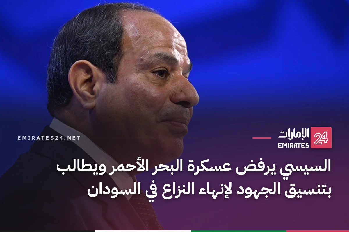 السيسي يرفض عسكرة البحر الأحمر ويطالب بتنسيق الجهود لإنهاء النزاع في السودان