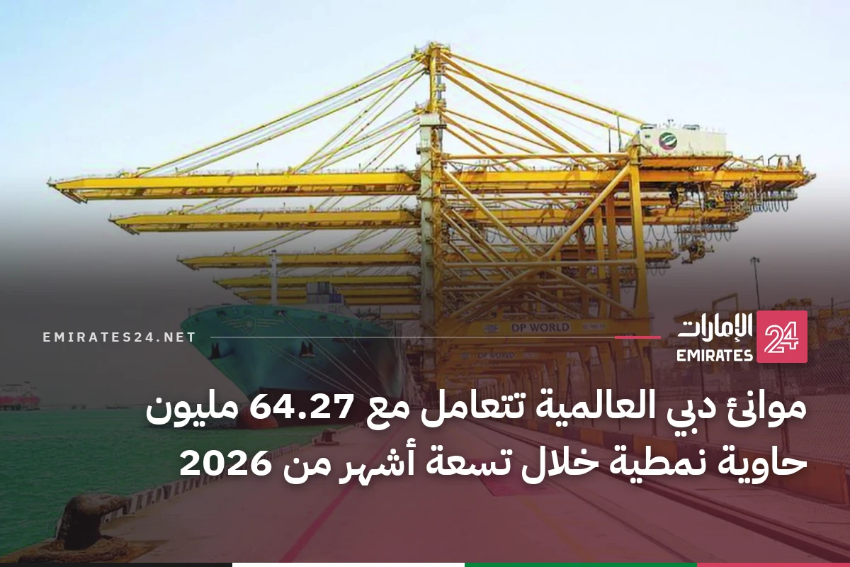 موانئ دبي العالمية تتعامل مع 64.27 مليون حاوية نمطية خلال تسعة أشهر من 2026